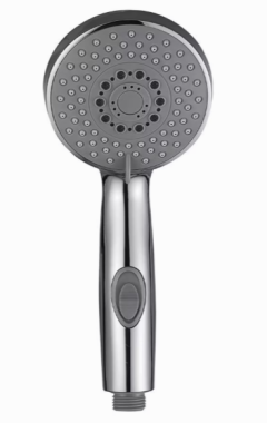 WENKO Duschkopf Mod. Basic Line, chrom/grau, Kunststoff, Ø10 cm mit 3 Funktionen für Kalkreinigung, 26378100